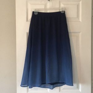 Ombré blue midi skirt